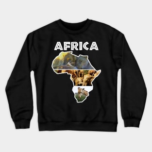 African Wildlife Continent Collage Crewneck Sweatshirt